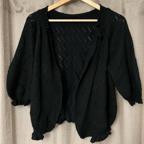 wool blend cropped cardigan HANDMADE - Picture 2 of 6